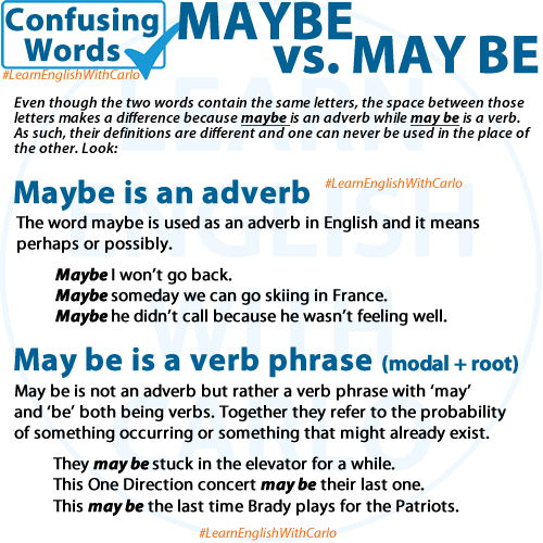 Grammar Maybe Vs May Be English Your Way