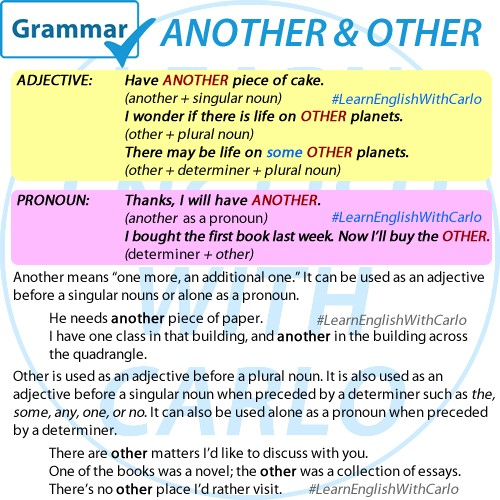 GRAMMAR Another And Other Welcome To Learn English With Carlo